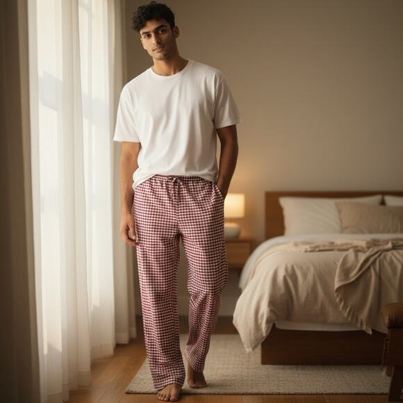 Gap Adult Unisex Softest Cotton Flannel PJ Pants Red White Gingham Plaid XS NEW - Picture 2 of 15